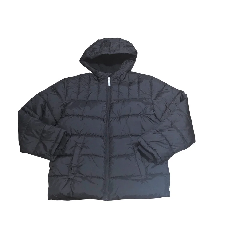 Wonder Nation Boys  XL 14-16 Puffer Jacket Rich Black Hooded Fleece Lined